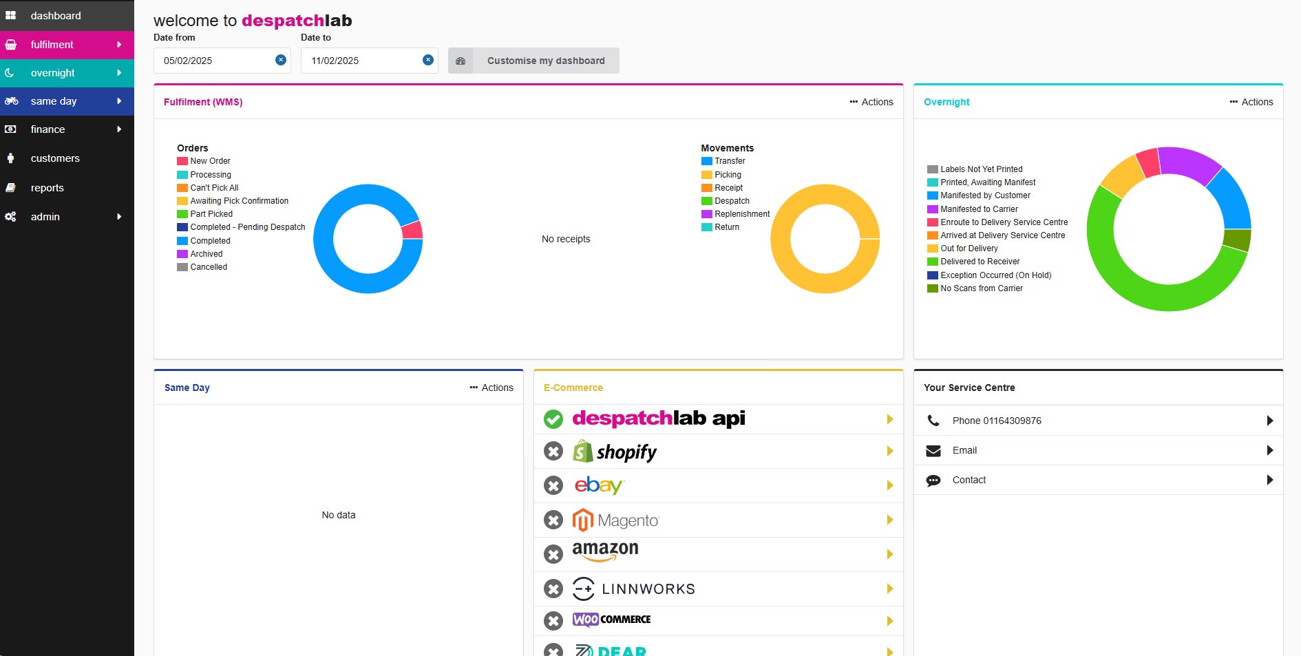 DespatchLab platform showing eBay Fulfilment orders