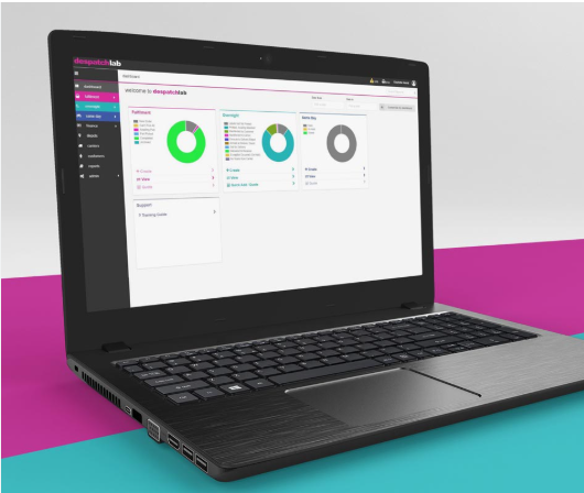 DespatchLab dashboard shown on a laptop screen